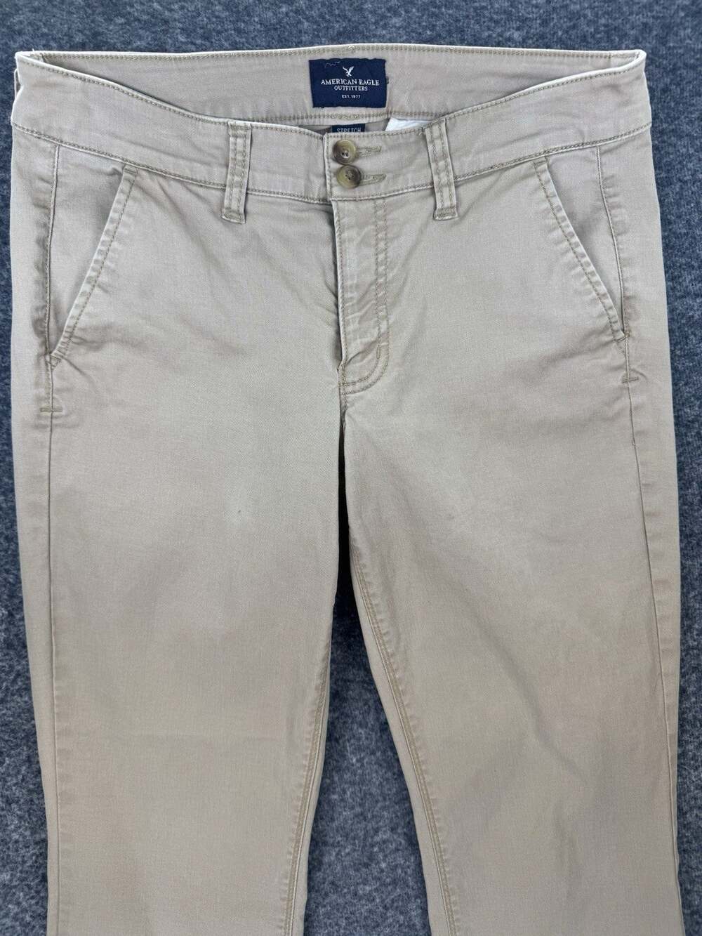 American Eagle Artist Flare Khaki Womens 6 Pants Chino Stretch Short 0369